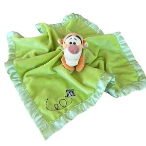 Disney Winnie The Pooh Tigger Green Minky Lovey Satin Trim Plush Soother GUC